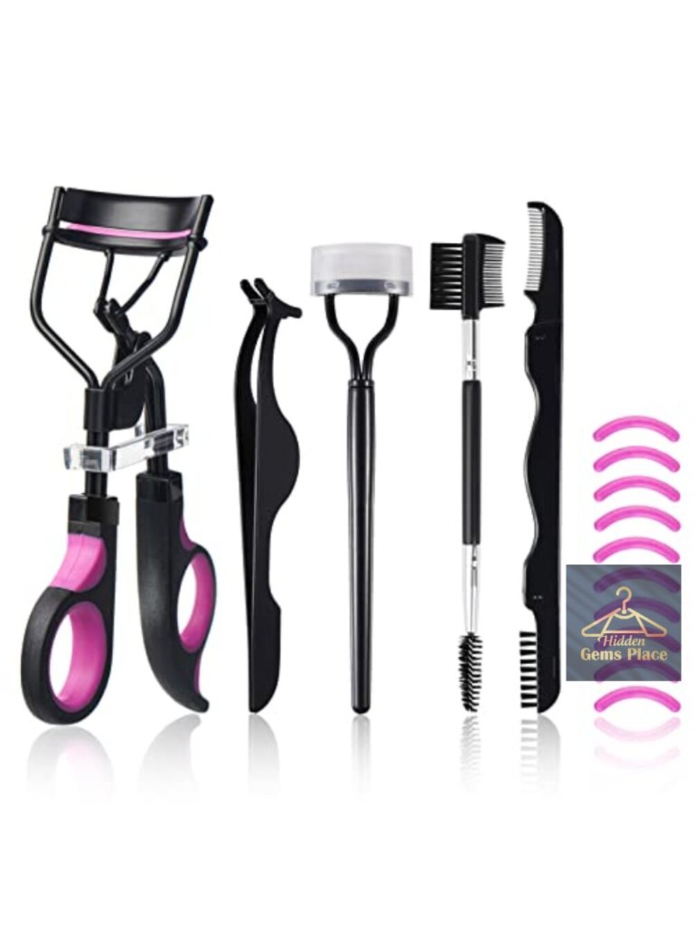 5 in 1 Lash Curler Kit for Women w/ Comb, Tweezers, Mascara Brush & Refills